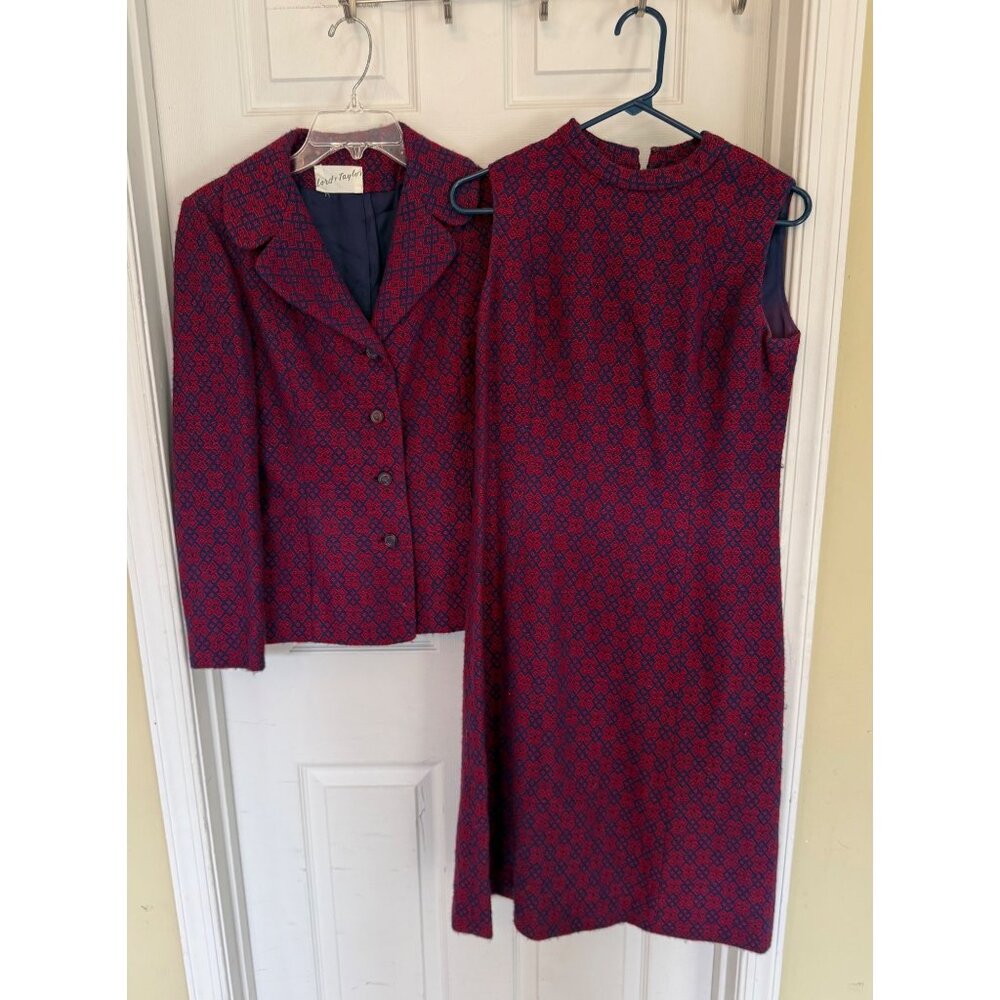 Vintage 70's Reflections By Beverly Moyer Lord & Tylor Wool Dress Suit Small - Picture 1 of 13